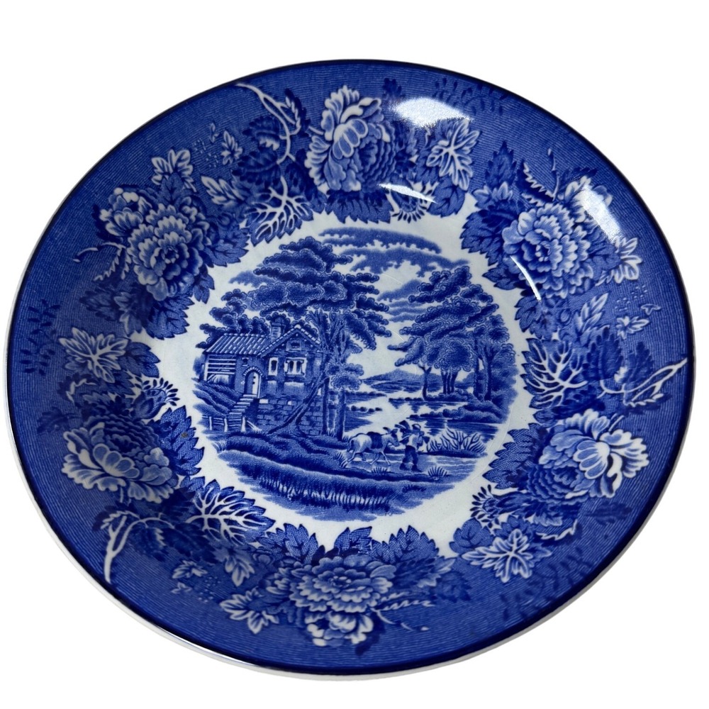 Enoch Wood's English Scenery Woods Ware Blue White Bowl Wood & Sons England 6.5"